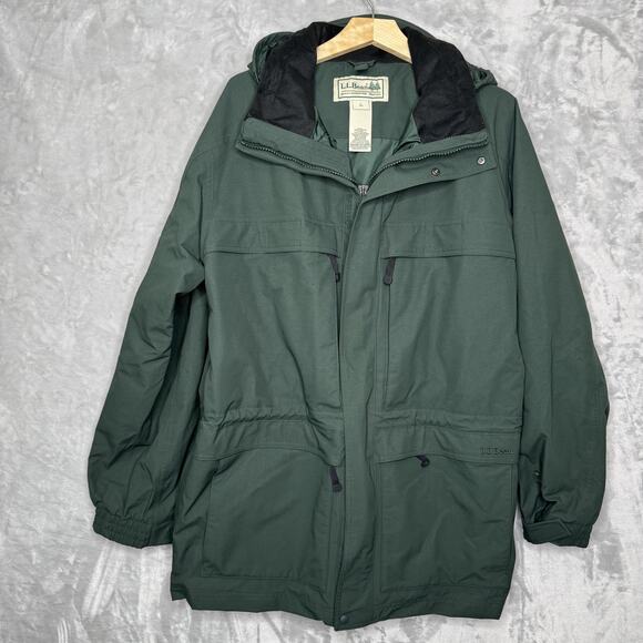 LL Bean Jacket Mens Large Green Gore-Tex Maine Down Parka Thinsulate Hooded